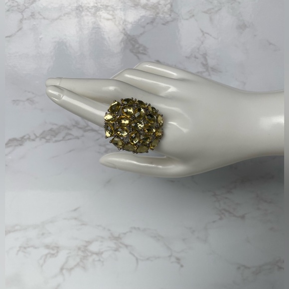 Women's Fashion Jewelry Yellow Rhinestone Ring One Size - Picture 3 of 8